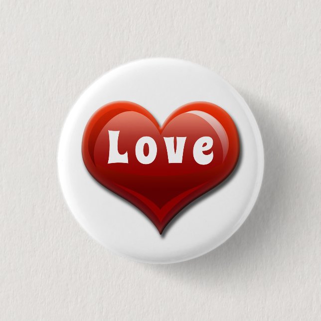 Love Modern Red Heart 1 Inch Round Button (Front)