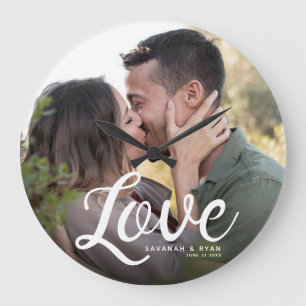 LOVE Modern Simple Script Elegant Keepsake Large Clock