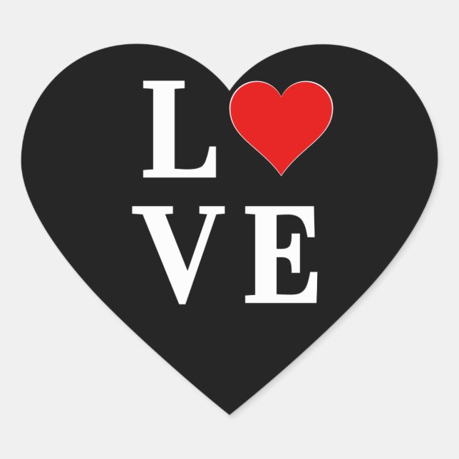 LOVE Modern Trendy Black and White Heart Sticker (Front)