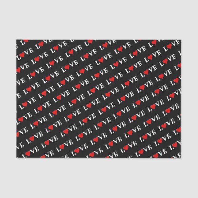 LOVE Modern Trendy Black and White Tissue Paper (Front)