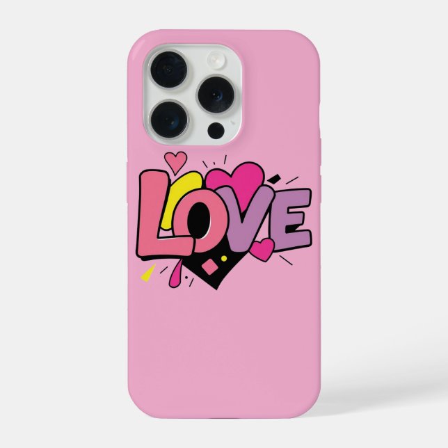 Love Modern Watercolor Artsy Valentine's Day iPhone Case (Back)