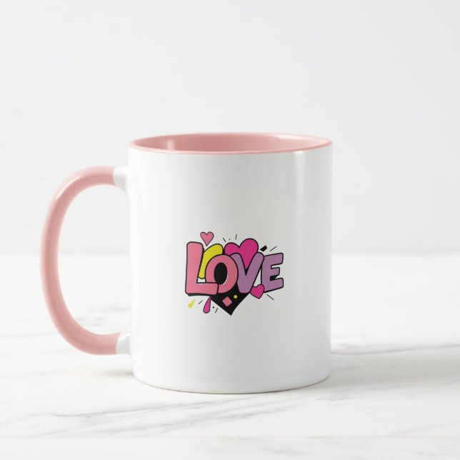 Love Modern Watercolor Artsy Valentine's Day Mug (Left)