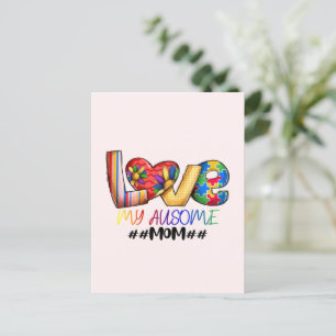 Love Mom Autism Awareness for Proud Moms Postcard