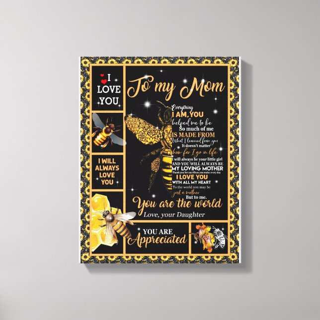 Love Mom | Letter To My Mom You Are The World Canvas Print (Front)