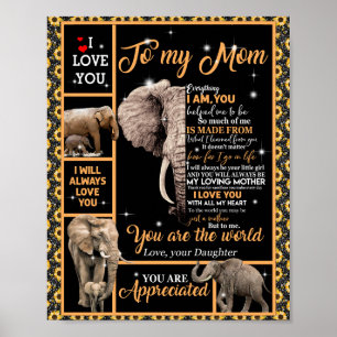 Love Mom   Letter To My Mom You Are The World Poster