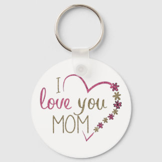 Love Mom Mothers Day Heart Keychain