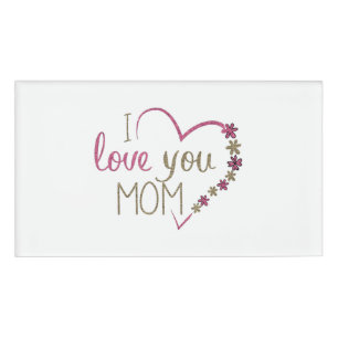 Love Mom Mothers Day Heart Name Tag