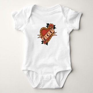 Love mom old school heart baby bodysuit