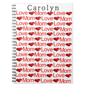 Love Mom Red Hearts Notebook