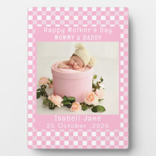 Love Mom Simple Elegant girly White & pink photo Plaque