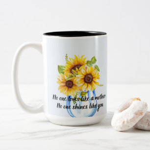 Love Mom With Sunflower Two-Tone Coffee Mug