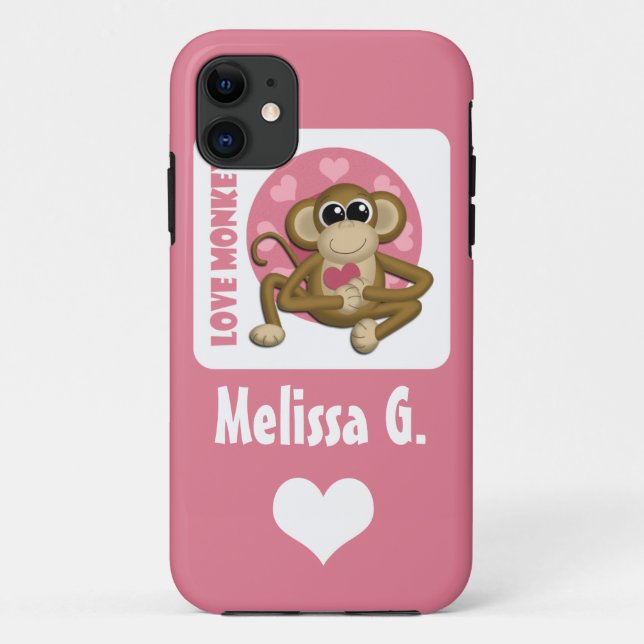 Love Monkey - Cute Personalized Pink iPhone 5 Case (Back)