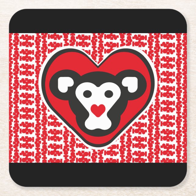 LOVE MONKEY LOVE SPECIAL by Masanser Square Paper Coaster (Front)