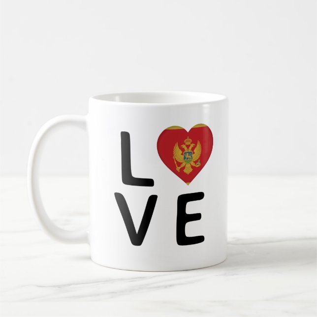 Love - Montenegro Flag Coffee Mug (Left)