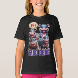 Love moo Deng Thai funny famous little baby hippo T-Shirt