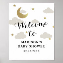 Love Moon and Back Star Clouds Baby Shower Welcome