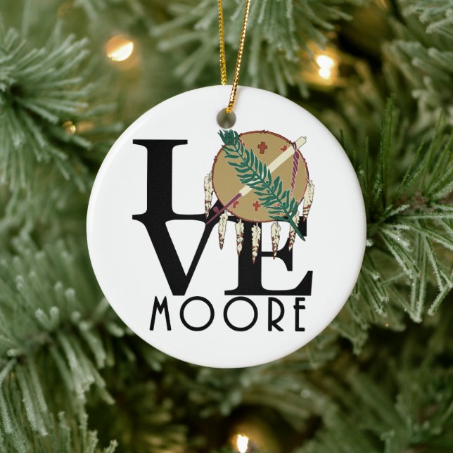 LOVE Moore Oklahoma Ceramic Ornament (Tree)