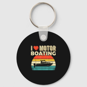 Love motor boating boat captain pontoon lake keychain