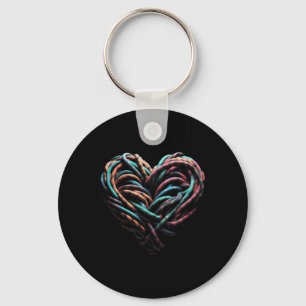 Love Mountain Climbing Rock Climber Heart Keychain