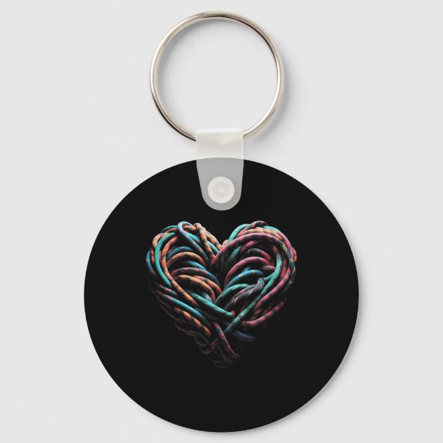 Love Mountain Climbing Rock Climber Heart Keychain (Front)