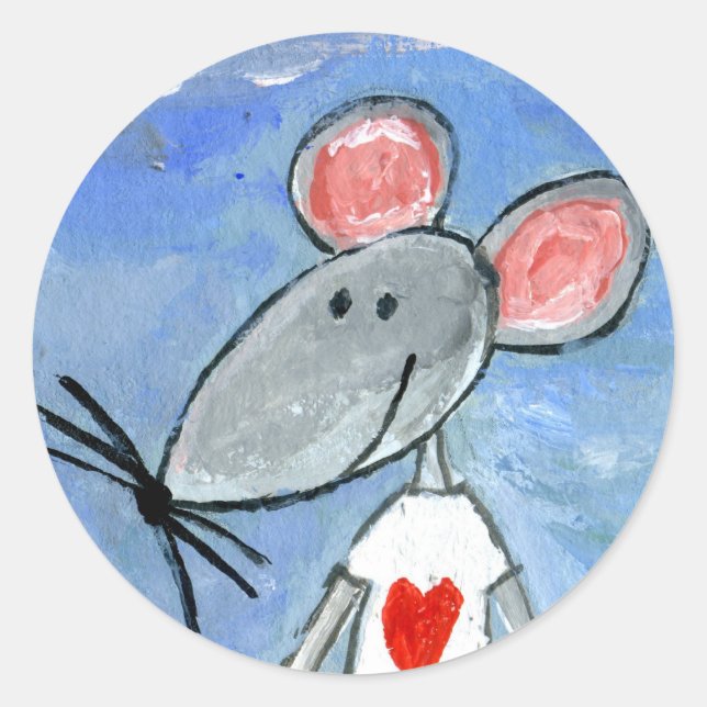 Love Mouse Classic Round Sticker (Front)