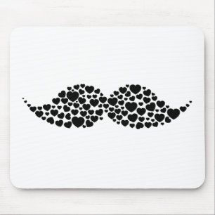 Love moustache hearts mouse pad