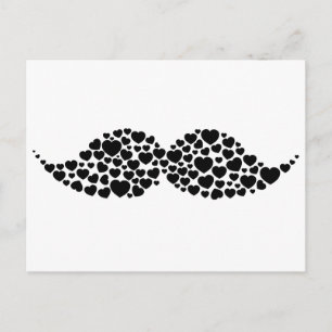 Love moustache hearts postcard