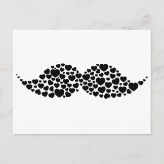 Love moustache hearts postcard