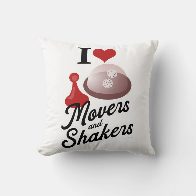Love Movers And Shakers Retro Board Game Slogan Throw Pillow (Front)