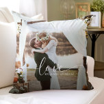 Love Mr. and Mrs. Wedding Photo Throw Pillow<br><div class="desc">Celebrate your love with our Love Mr. and Mrs. Wedding Photo Throw Pillow,  featuring two personalized photos and an elegant design. This custom pillow is perfect for newlyweds or a wedding anniversary,  showcasing your favourite wedding moments and adding a special touch to your home décor!</div>
