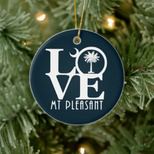 LOVE Mt Pleasant South Carolina Ceramic Ornament