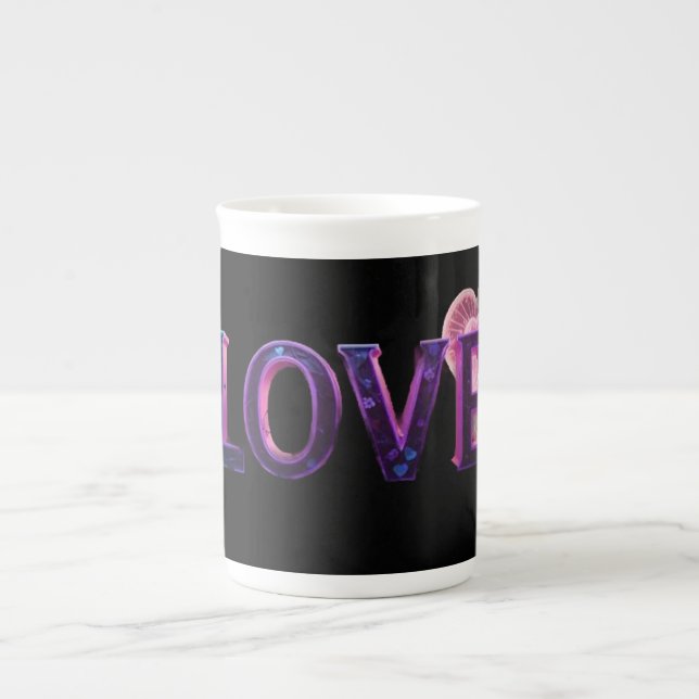 “LOVE” mug, featuring a bold, artistic design Bone China Mug (Front)