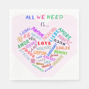 LOVE - Multi Language - Customizable International Napkin