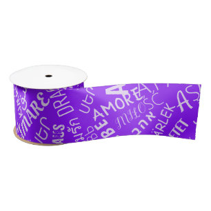 LOVE - Multi Language - Customizable International Satin Ribbon