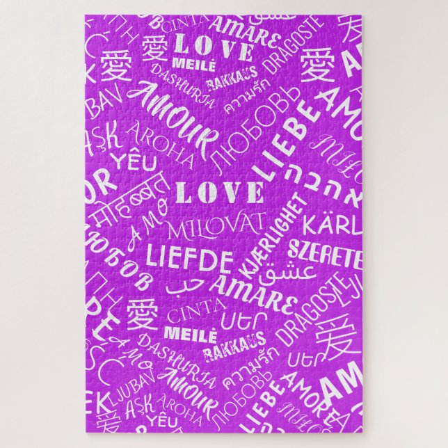 LOVE - Multi Language - Customizable - Jigsaw Puzzle (Vertical)