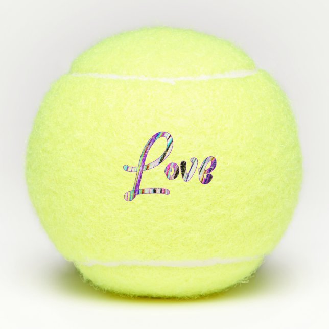 Love multicolor serif font text tennis balls (Front)