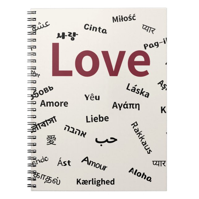 Love – Multilingual Typography Cusion Notebook (Front)