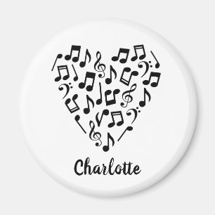 Love Music Black Music Notes Heart Name Magnet