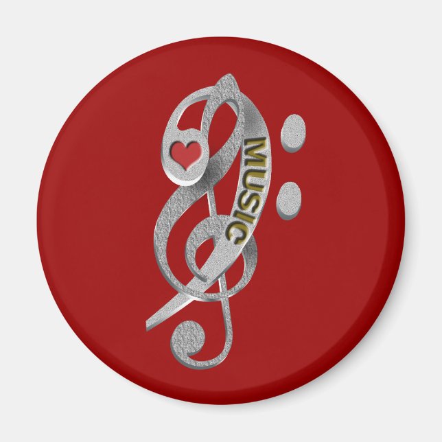 Love Music Clef Sculpture Magnet (Front)
