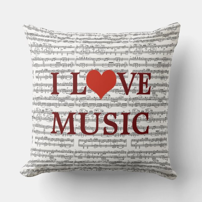 love music / musical notes throw pillow (Front)