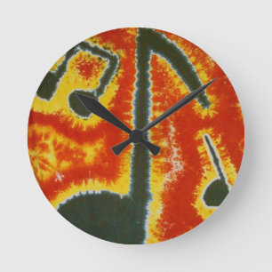 Love Music Notes Tie Dye Round Clock