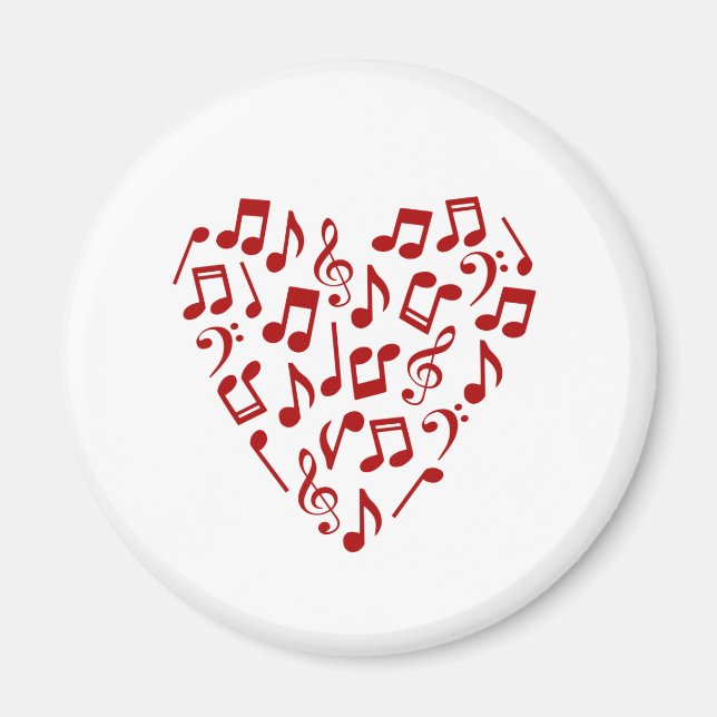 Love Music Red Music Notes Heart Magnet (Front)