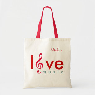 love music treble clef personalized tote bag