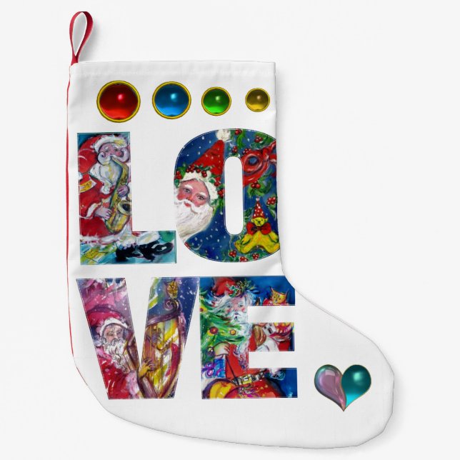 LOVE MUSICAL SANTA CHRISTMAS PARTY SMALL CHRISTMAS STOCKING (Front)