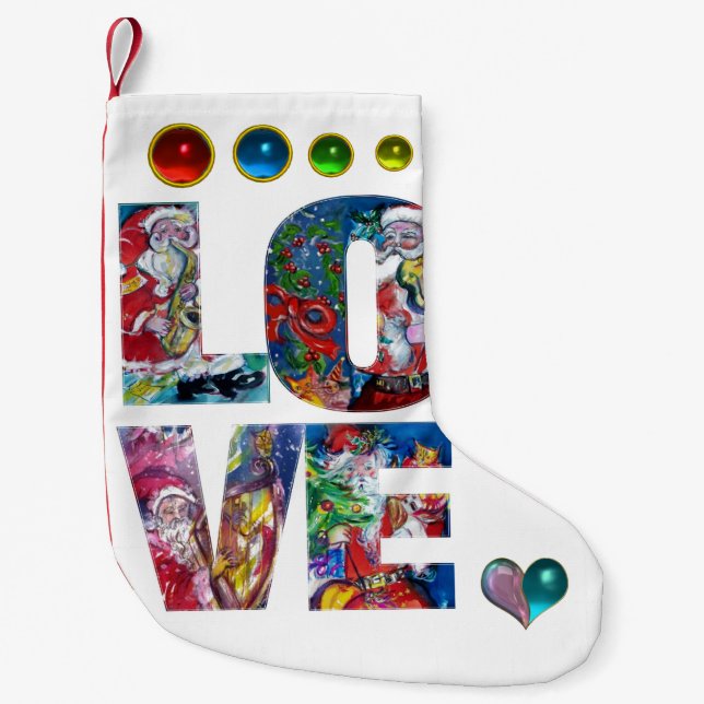 LOVE MUSICAL SANTA CHRISTMAS PARTY SMALL CHRISTMAS STOCKING (Front)
