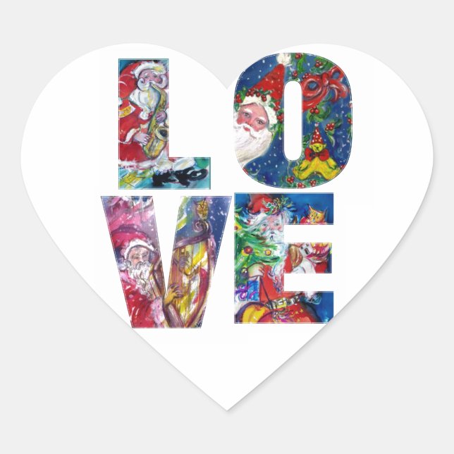 LOVE MUSICAL  SANTA XMAS PARTY HEART HEART STICKER (Front)