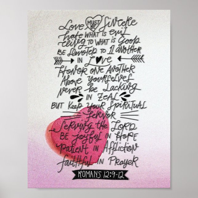 Love must be Sincere Valentines Bible Verse  Poster (Front)