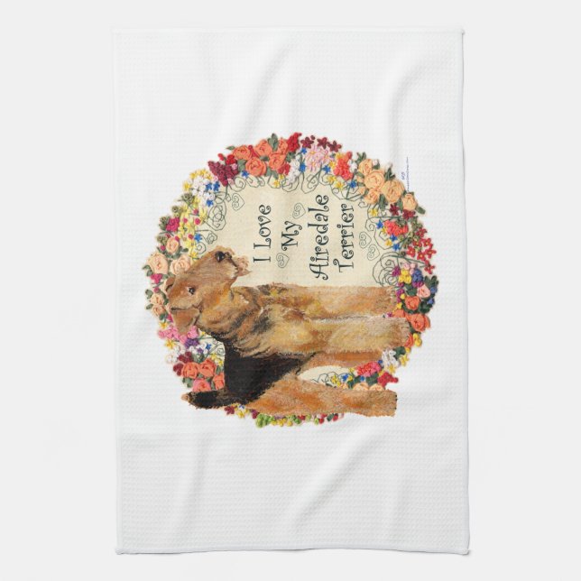 Love My Airedale Kitchen Towel (Vertical)