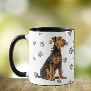 Love My Airedale Terrier Dog Pawprint Mug