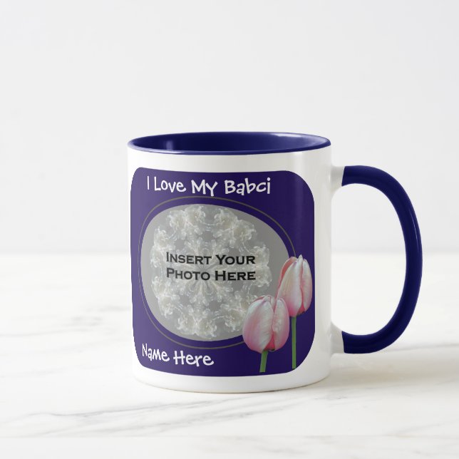 Love My Babci Tulips Rose Polonaise Grand-mère Mug (Droite)